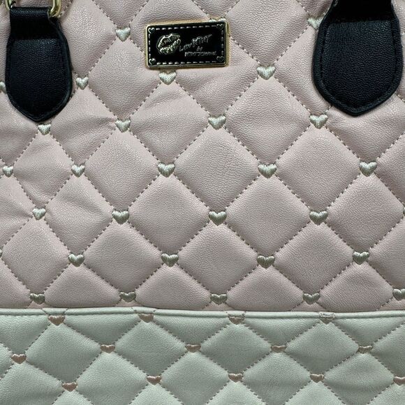 Betsey Johnson Pink and Cream Quilted Tote - Picture 4 of 8